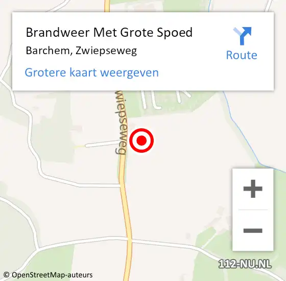 Locatie op kaart van de 112 melding: Brandweer Met Grote Spoed Naar Barchem, Zwiepseweg op 22 oktober 2024 18:29