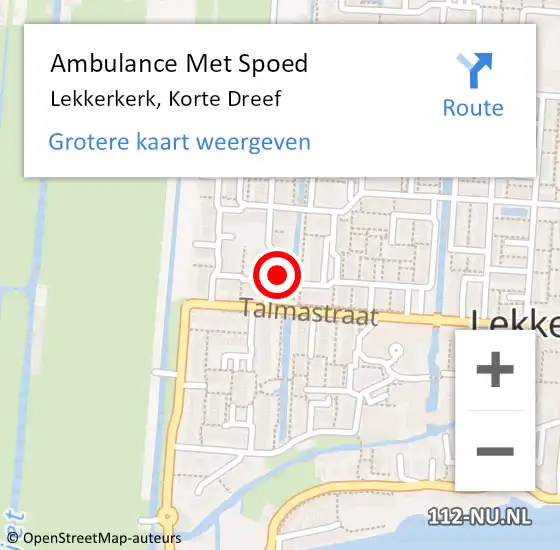 Locatie op kaart van de 112 melding: Ambulance Met Spoed Naar Lekkerkerk, Korte Dreef op 22 oktober 2024 18:49