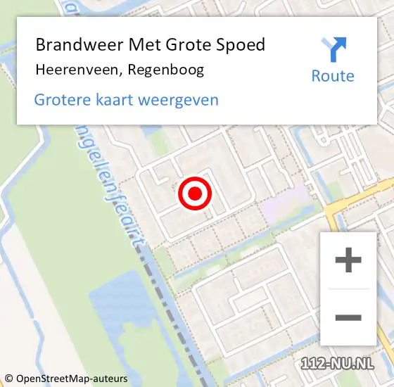 Locatie op kaart van de 112 melding: Brandweer Met Grote Spoed Naar Heerenveen, Regenboog op 22 oktober 2024 18:53