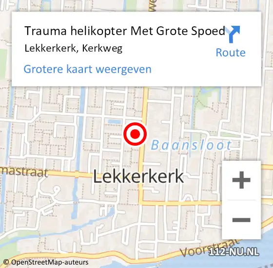 Locatie op kaart van de 112 melding: Trauma helikopter Met Grote Spoed Naar Lekkerkerk, Kerkweg op 22 oktober 2024 19:13