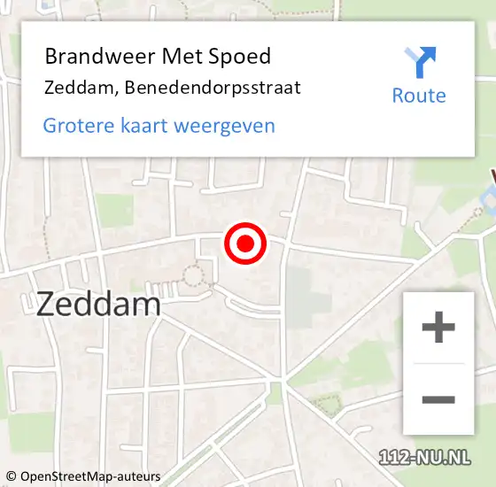 Locatie op kaart van de 112 melding: Brandweer Met Spoed Naar Zeddam, Benedendorpsstraat op 22 oktober 2024 19:30