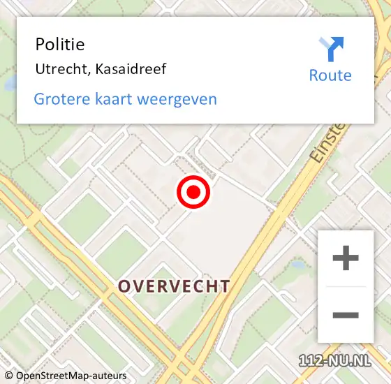 Locatie op kaart van de 112 melding: Politie Utrecht, Kasaidreef op 22 oktober 2024 19:32