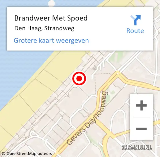 Locatie op kaart van de 112 melding: Brandweer Met Spoed Naar Den Haag, Strandweg op 22 oktober 2024 19:41