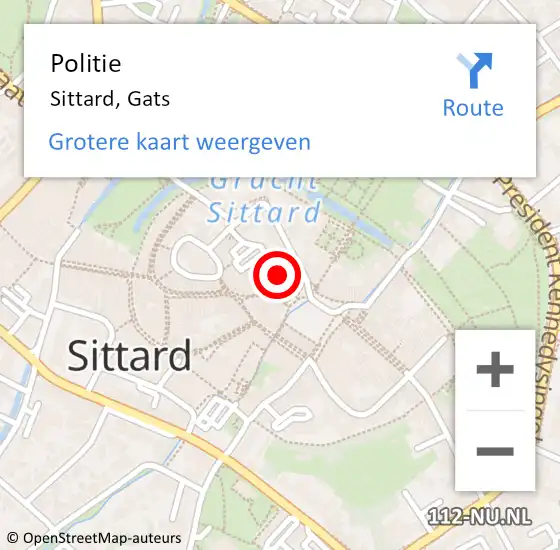 Locatie op kaart van de 112 melding: Politie Sittard, Gats op 22 oktober 2024 19:42