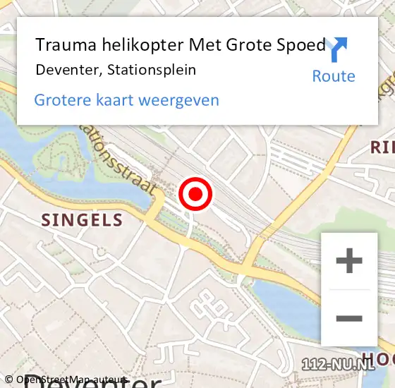 Locatie op kaart van de 112 melding: Trauma helikopter Met Grote Spoed Naar Deventer, Stationsplein op 22 oktober 2024 20:10