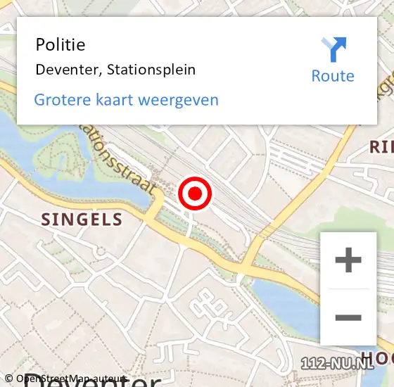 Locatie op kaart van de 112 melding: Politie Deventer, Stationsplein op 22 oktober 2024 20:12