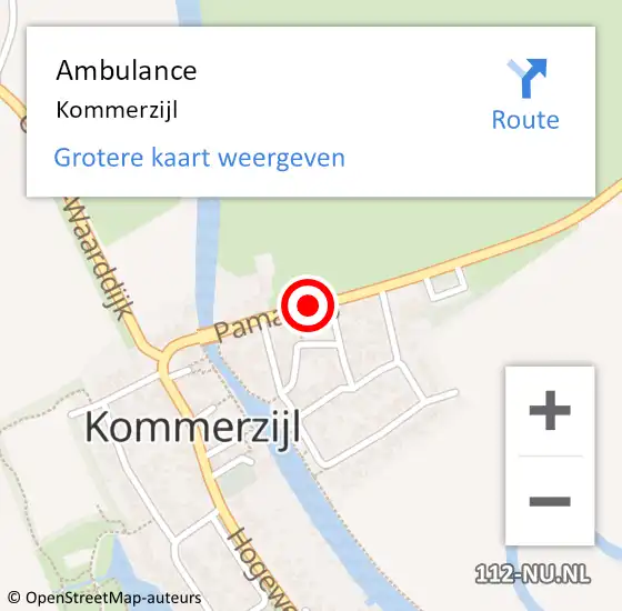 Locatie op kaart van de 112 melding: Ambulance Kommerzijl op 22 oktober 2024 20:34