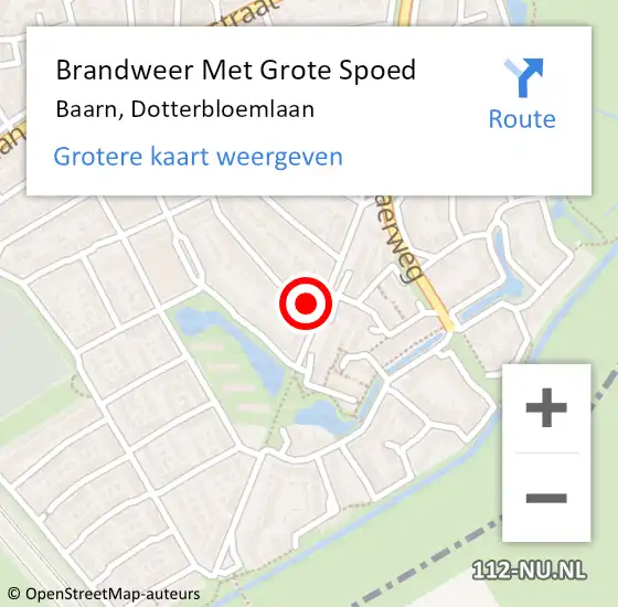 Locatie op kaart van de 112 melding: Brandweer Met Grote Spoed Naar Baarn, Dotterbloemlaan op 22 oktober 2024 20:49