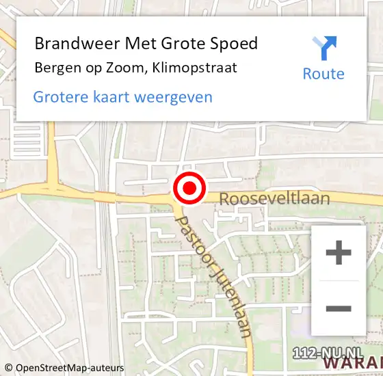 Locatie op kaart van de 112 melding: Brandweer Met Grote Spoed Naar Bergen op Zoom, Klimopstraat op 22 oktober 2024 21:17