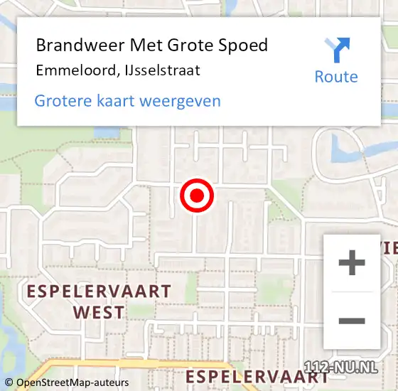 Locatie op kaart van de 112 melding: Brandweer Met Grote Spoed Naar Emmeloord, IJsselstraat op 22 oktober 2024 21:32