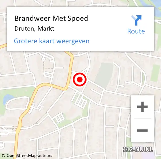 Locatie op kaart van de 112 melding: Brandweer Met Spoed Naar Druten, Markt op 22 oktober 2024 22:02