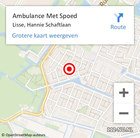 Locatie op kaart van de 112 melding: Ambulance Met Spoed Naar Lisse, Hannie Schaftlaan op 22 oktober 2024 22:09