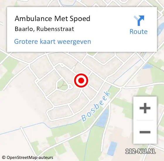 Locatie op kaart van de 112 melding: Ambulance Met Spoed Naar Baarlo, Rubensstraat op 18 oktober 2013 15:43