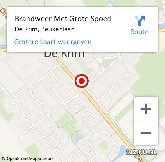 Locatie op kaart van de 112 melding: Brandweer Met Grote Spoed Naar De Krim, Beukenlaan op 22 oktober 2024 23:13