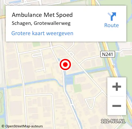 Locatie op kaart van de 112 melding: Ambulance Met Spoed Naar Schagen, Grotewallerweg op 22 oktober 2024 23:54