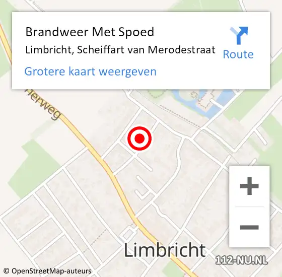 Locatie op kaart van de 112 melding: Brandweer Met Spoed Naar Limbricht, Scheiffart van Merodestraat op 23 oktober 2024 00:00