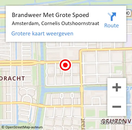 Locatie op kaart van de 112 melding: Brandweer Met Grote Spoed Naar Amsterdam, Cornelis Outshoornstraat op 23 oktober 2024 00:36