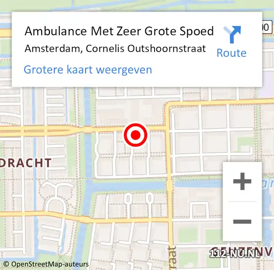 Locatie op kaart van de 112 melding: Ambulance Met Zeer Grote Spoed Naar Amsterdam, Cornelis Outshoornstraat op 23 oktober 2024 00:36