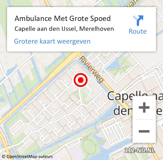 Locatie op kaart van de 112 melding: Ambulance Met Grote Spoed Naar Capelle aan den IJssel, Merelhoven op 23 oktober 2024 01:06