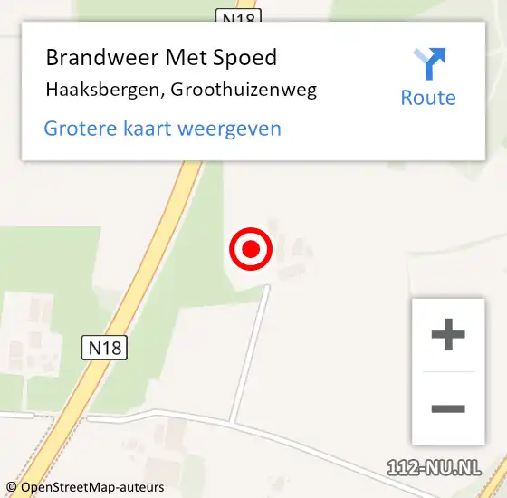 Locatie op kaart van de 112 melding: Brandweer Met Spoed Naar Haaksbergen, Groothuizenweg op 23 oktober 2024 01:47