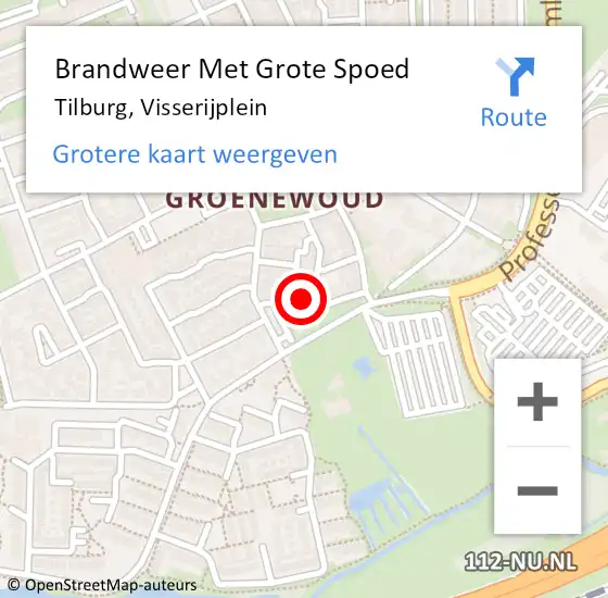 Locatie op kaart van de 112 melding: Brandweer Met Grote Spoed Naar Tilburg, Visserijplein op 23 oktober 2024 02:40