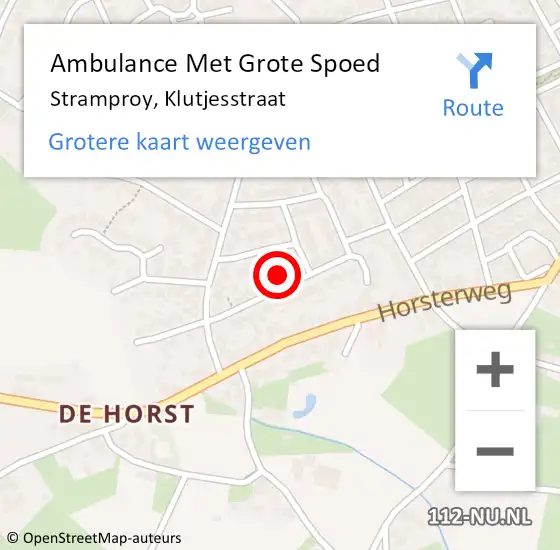 Locatie op kaart van de 112 melding: Ambulance Met Grote Spoed Naar Stramproy, Klutjesstraat op 24 oktober 2014 12:15