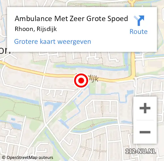 Locatie op kaart van de 112 melding: Ambulance Met Zeer Grote Spoed Naar Rhoon, Rijsdijk op 23 oktober 2024 03:05