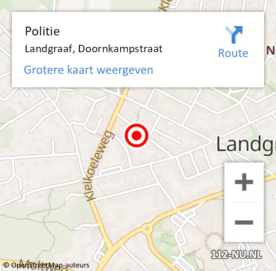 Locatie op kaart van de 112 melding: Politie Landgraaf, Doornkampstraat op 23 oktober 2024 03:07