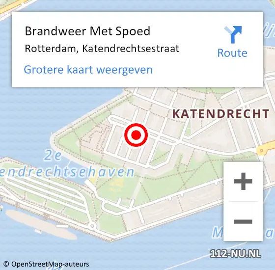 Locatie op kaart van de 112 melding: Brandweer Met Spoed Naar Rotterdam, Katendrechtsestraat op 23 oktober 2024 03:19