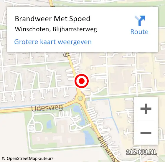 Locatie op kaart van de 112 melding: Brandweer Met Spoed Naar Winschoten, Blijhamsterweg op 23 oktober 2024 03:32