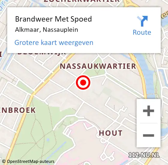 Locatie op kaart van de 112 melding: Brandweer Met Spoed Naar Alkmaar, Nassauplein op 23 oktober 2024 04:21