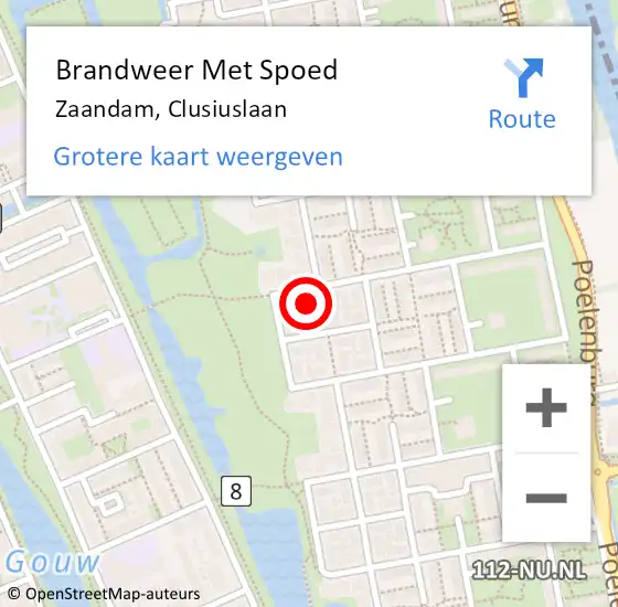 Locatie op kaart van de 112 melding: Brandweer Met Spoed Naar Zaandam, Clusiuslaan op 23 oktober 2024 04:43