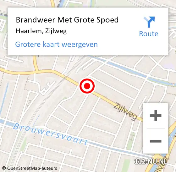 Locatie op kaart van de 112 melding: Brandweer Met Grote Spoed Naar Haarlem, Zijlweg op 23 oktober 2024 05:04