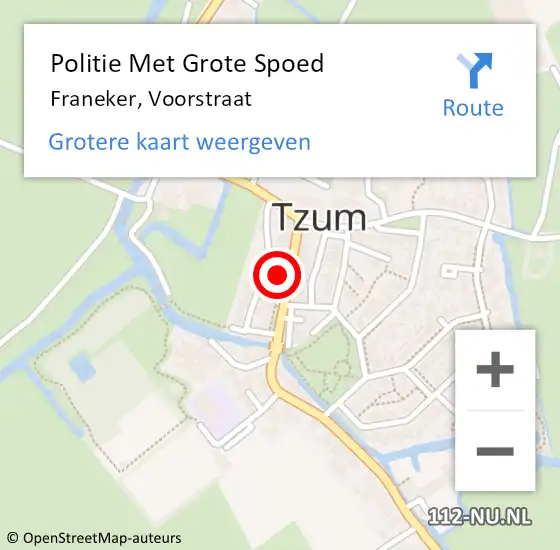 Locatie op kaart van de 112 melding: Politie Met Grote Spoed Naar Franeker, Voorstraat op 23 oktober 2024 05:11