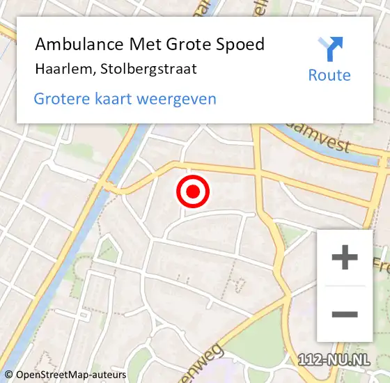 Locatie op kaart van de 112 melding: Ambulance Met Grote Spoed Naar Haarlem, Stolbergstraat op 23 oktober 2024 05:15