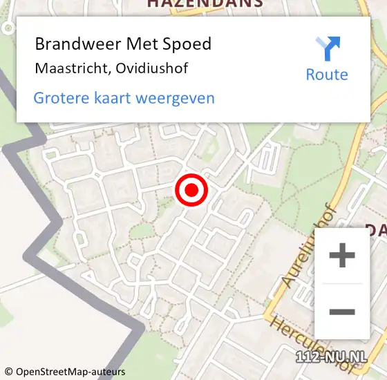 Locatie op kaart van de 112 melding: Brandweer Met Spoed Naar Maastricht, Ovidiushof op 23 oktober 2024 05:33