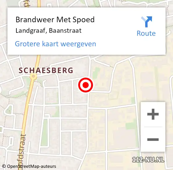 Locatie op kaart van de 112 melding: Brandweer Met Spoed Naar Landgraaf, Baanstraat op 23 oktober 2024 06:51