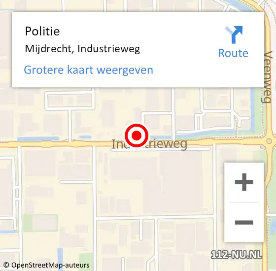 Locatie op kaart van de 112 melding: Politie Mijdrecht, Industrieweg op 23 oktober 2024 07:38