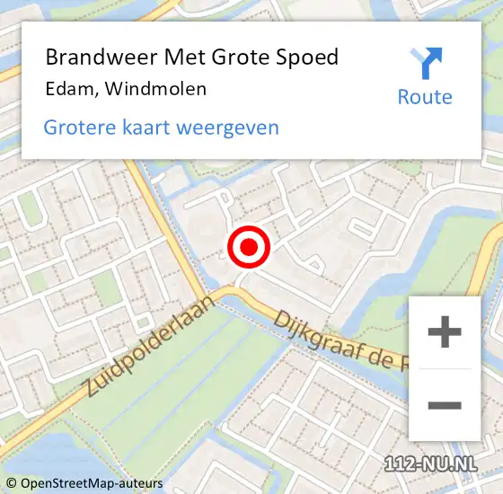 Locatie op kaart van de 112 melding: Brandweer Met Grote Spoed Naar Edam, Windmolen op 23 oktober 2024 07:40