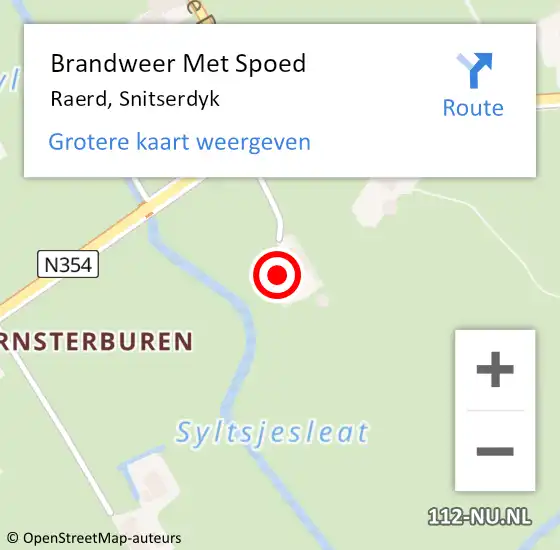 Locatie op kaart van de 112 melding: Brandweer Met Spoed Naar Raerd, Snitserdyk op 23 oktober 2024 08:07