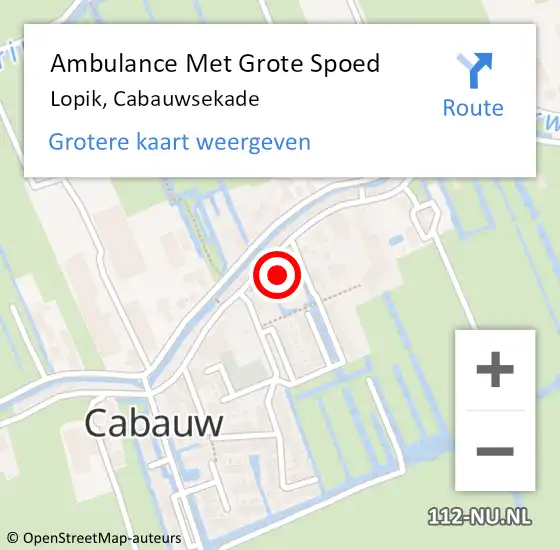 Locatie op kaart van de 112 melding: Ambulance Met Grote Spoed Naar Lopik, Cabauwsekade op 23 oktober 2024 08:17