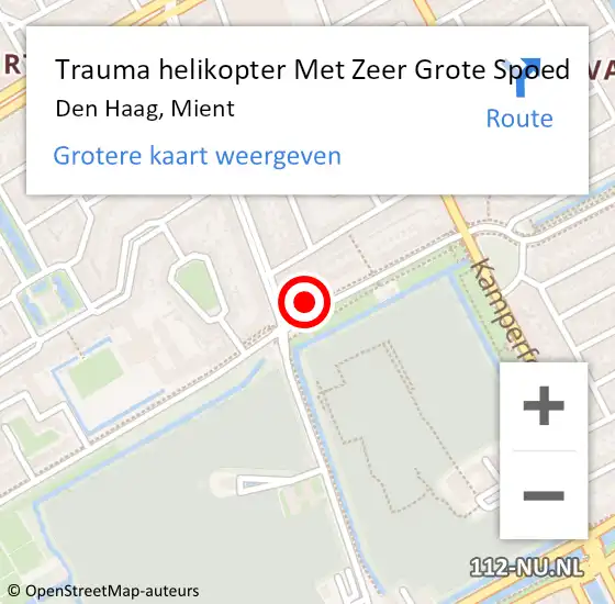 Locatie op kaart van de 112 melding: Trauma helikopter Met Zeer Grote Spoed Naar Den Haag, Mient op 23 oktober 2024 08:21