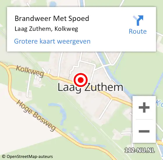 Locatie op kaart van de 112 melding: Brandweer Met Spoed Naar Laag Zuthem, Kolkweg op 23 oktober 2024 08:21