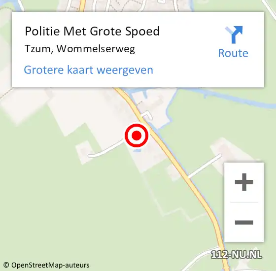 Locatie op kaart van de 112 melding: Politie Met Grote Spoed Naar Tzum, Wommelserweg op 23 oktober 2024 08:22