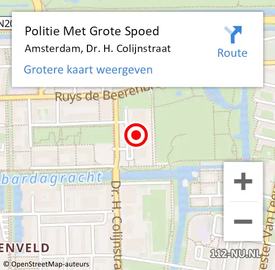 Locatie op kaart van de 112 melding: Politie Met Grote Spoed Naar Amsterdam, Dr. H. Colijnstraat op 23 oktober 2024 08:33