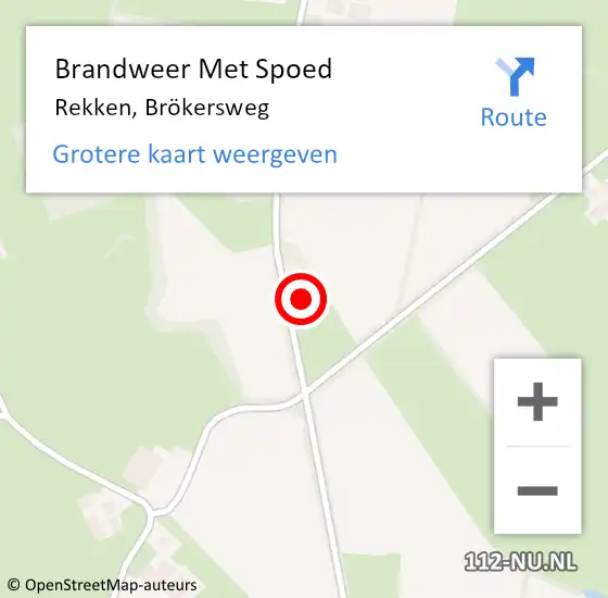 Locatie op kaart van de 112 melding: Brandweer Met Spoed Naar Rekken, Brökersweg op 23 oktober 2024 08:37