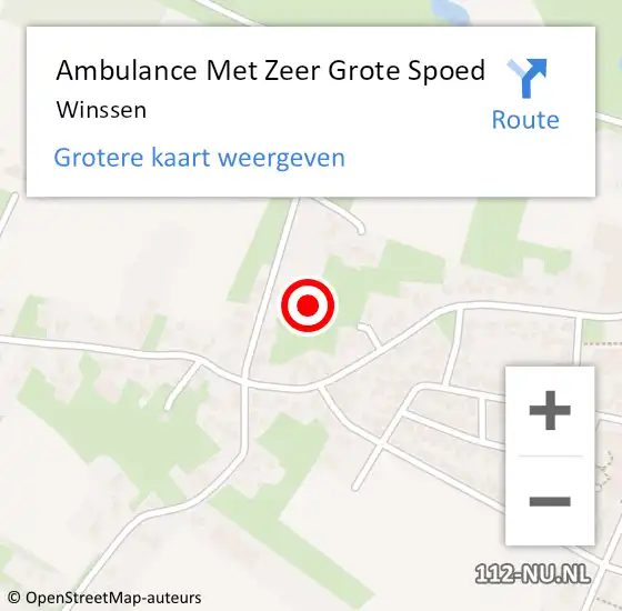 Locatie op kaart van de 112 melding: Ambulance Met Zeer Grote Spoed Naar Winssen op 23 oktober 2024 08:41