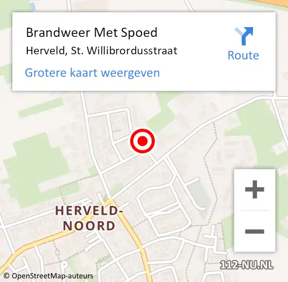 Locatie op kaart van de 112 melding: Brandweer Met Spoed Naar Herveld, St. Willibrordusstraat op 23 oktober 2024 08:46