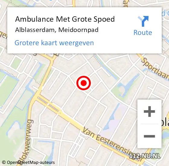 Locatie op kaart van de 112 melding: Ambulance Met Grote Spoed Naar Alblasserdam, Meidoornpad op 24 oktober 2014 12:31