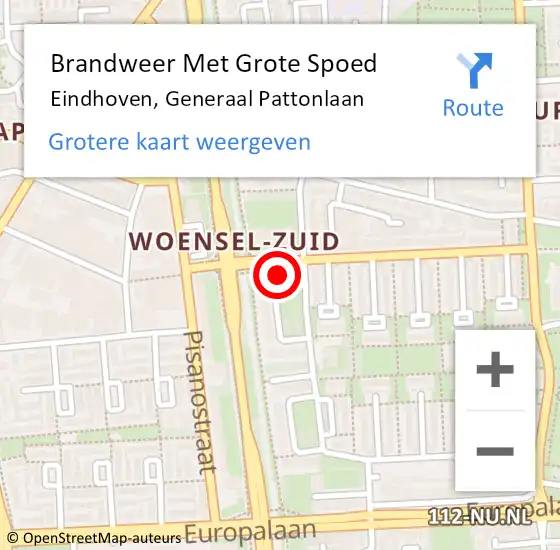 Locatie op kaart van de 112 melding: Brandweer Met Grote Spoed Naar Eindhoven, Generaal Pattonlaan op 23 oktober 2024 09:14